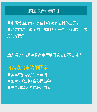 美国留学申请 多国联合申请项目