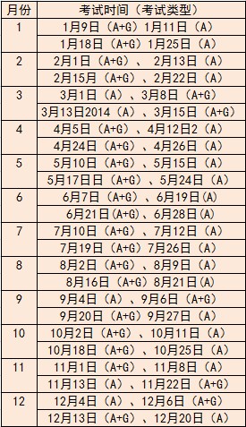 2014雅思考试时间