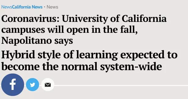 加州大学系统确认秋季开学！伯克利、UCLA等六月中提供复课方案